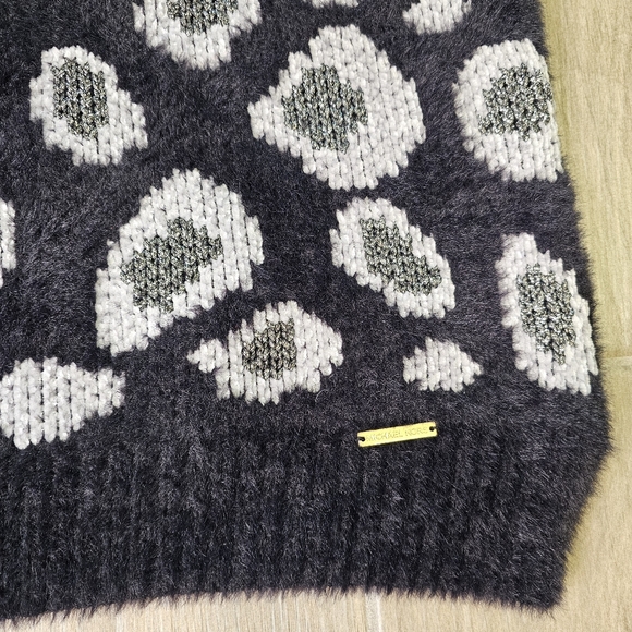 Michael Michael Kors Black Leopard Teddy Bear Heavyweight Sweater - Picture 2 of 8